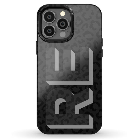 3D Initials Dark Leopard iPhone Case - Vertical